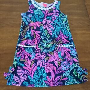 Lili Pulitzer Girls Little Lilly Knit Shift Dress CALYPSO COAST size Large 8-10
